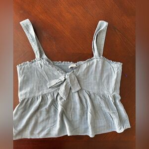 american eagle Blue Smocked Crop Tank Top size L